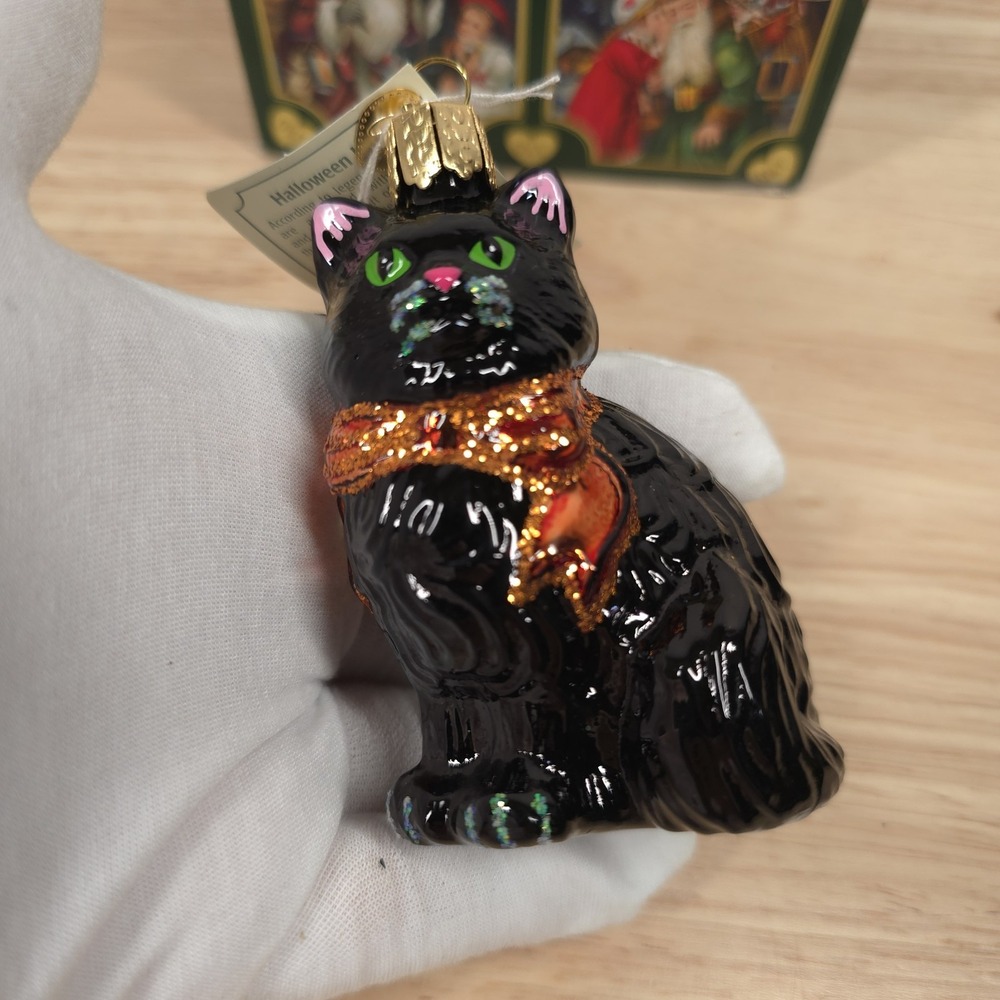 OWC Halloween Kitty Ornament Blown Glass Old World Christmas Tree Decoration